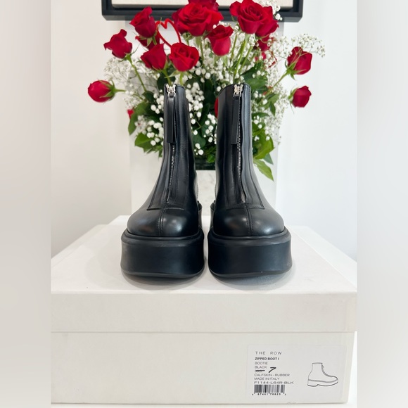 The Row Zippered Platform Leather Combat Boots - Picture 3 of 15